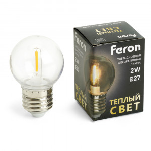 Лампа светодиодная Feron LB-383 Шарик прозрачный E27 2W 230V 2700K Лампа светодиодная Feron LB-383 Шарик прозрачный E27 2W 230V 2700K